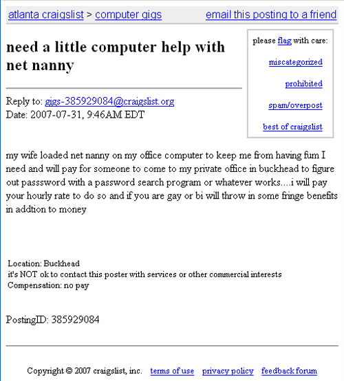 The barter system is alive and well on Craigslist Computer Gigs. 